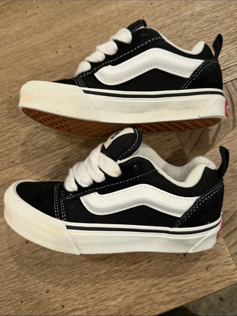 Vans Little Kids Knu Skool Black Skater Sneakers